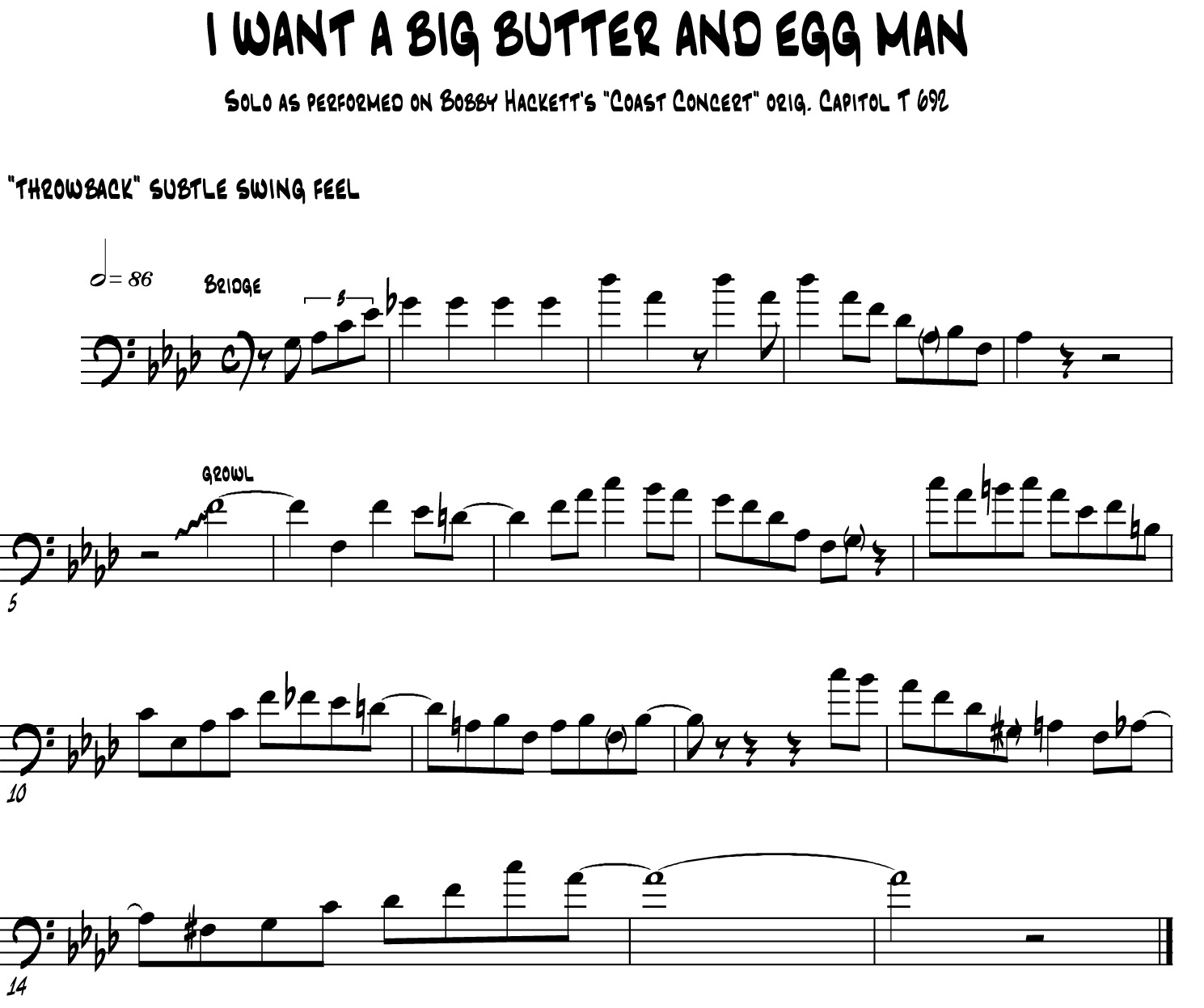 Big Butter and Egg Man — transcription